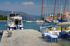 Quayside, Fiskardo, Kefalonia, Greece. Creator: Peter Thompson