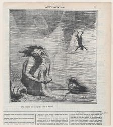 Que diable est-ce qu'ils font là haut?, 1870. Creator: Honore Daumier