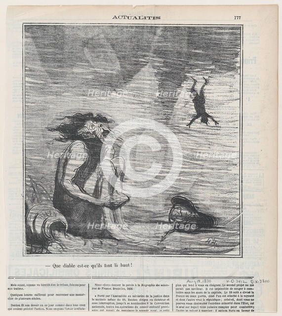 Que diable est-ce qu'ils font là haut?, 1870. Creator: Honore Daumier.