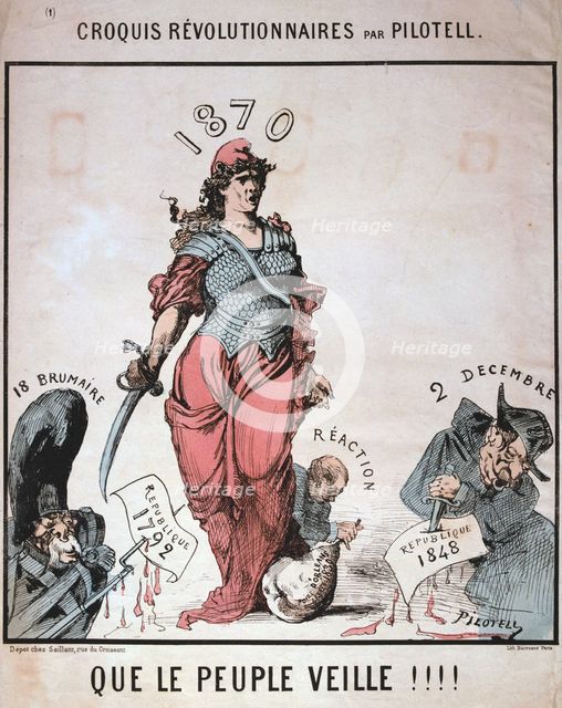 'Que le Peuple Veille', allegory of the French Republic, Franco-Prussian War, 1870. Artist: Pilotell