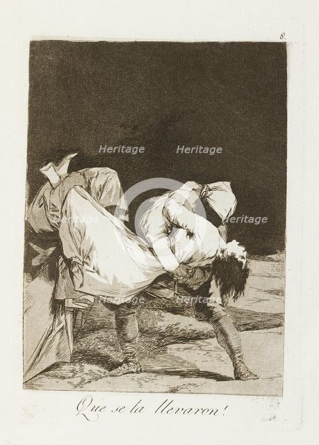 Que se la llevaron!; Los Caprichos, pl.8, 1799. Creator: Francisco Goya.