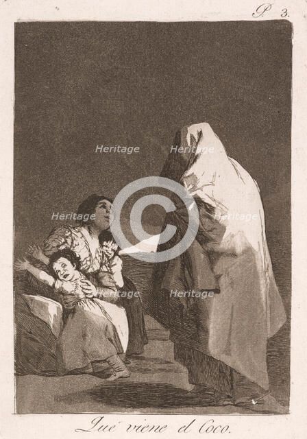 Que viene el coco (The Bogey-man is coming), 1799. Creator: Francisco Goya.