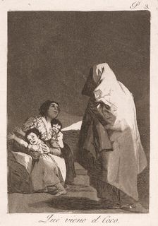 Que viene el coco (The Bogey-man is coming), 1799. Creator: Francisco Goya