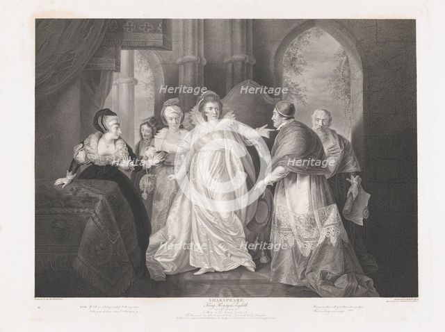 Queen Catherine, Cardinal Wolsey and Cardinal Campeius (Sha..., first published 1796; reissued 1852. Creator: Robert Thew.
