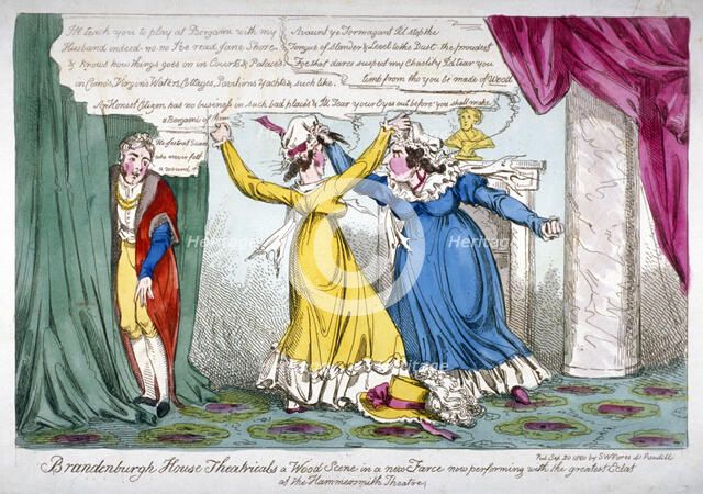 Queen Caroline and Mrs Wood, 1820.  Artist: Anon