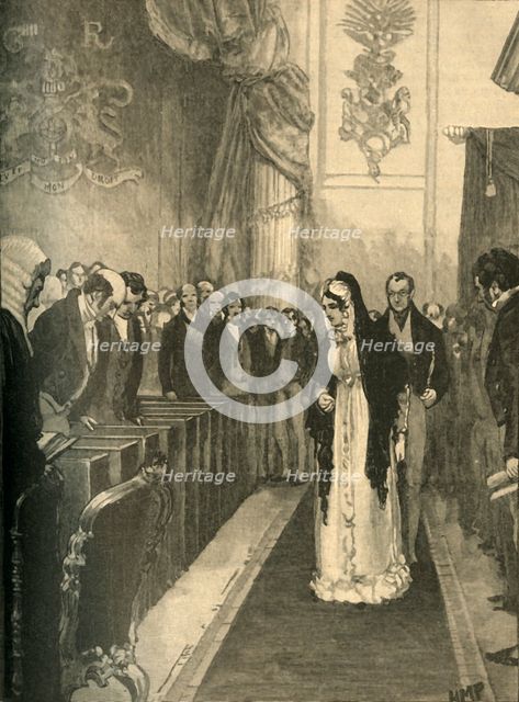 Queen Caroline entering the House of Lords during her trial, Westminster, London, 1820 (c1890). Creator: Unknown.