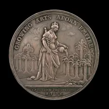 Queen Caroline Watering a Young Palm Tree Grove [reverse], 1736. Creator: John Sigismund Tanner