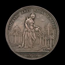 Queen Caroline Watering a Young Palm Tree Grove [reverse], 1736. Creator: John Sigismund Tanner
