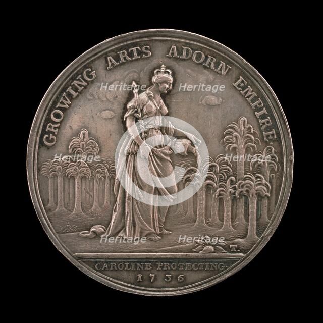 Queen Caroline Watering a Young Palm Tree Grove [reverse], 1736. Creator: John Sigismund Tanner.