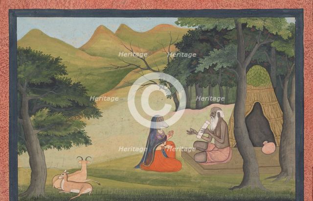 Queen Choladevi Before the Hermit-Sage Angiras... from a Dispersed Vrataraja..., ca. 1790. Creator: Unknown.