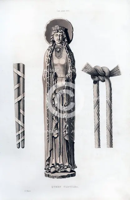 Queen Clotilda, c1100, (1843).Artist: Henry Shaw