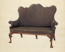Queen Ann Sofa, c. 1953. Creator: Florence Neal