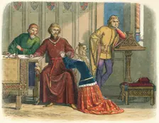 Queen Anne intercedes from Sir Simon Burley 1388 (1864). Artist: James William Edmund Doyle