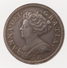 Queen Anne proof shilling, 1707. Creator: John Croker