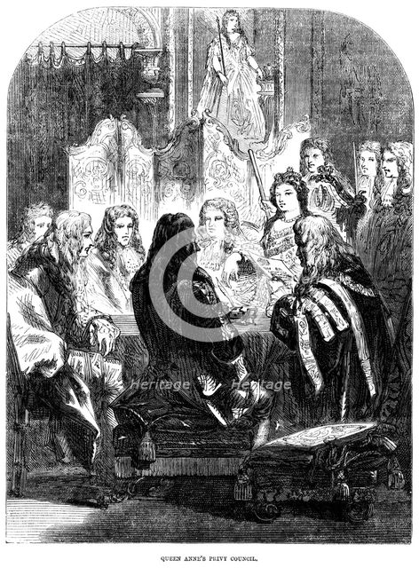 Queen Anne's (1665-1714) privy council. Artist: Unknown