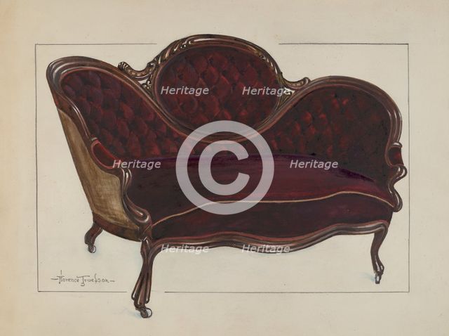 Queen Anne Settee, c. 1937. Creator: Florence Truelson.