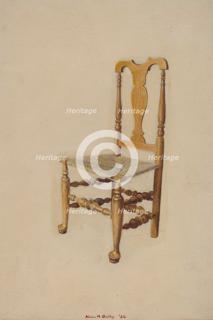 Queen Anne Side Chair, 1936. Creator: Alvin M Gully.