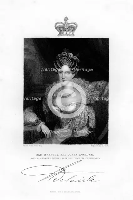 Queen Adelaide, the Queen consort, 19th century.Artist: H Cook