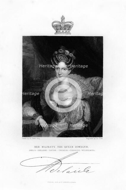 Queen Adelaide, the Queen consort, 19th century.Artist: H Cook