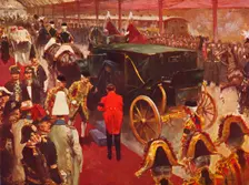 Queen Alexandra arriving at Paddington Station for the Funeral of Queen Victoria, 1901 (1906)
