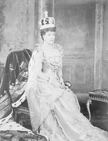 Queen Alexandra, consort of Edward VII, in her Coronation robes, 1902. Creator: Unknown