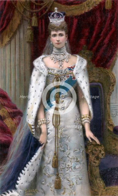 Queen Alexandra in full coronation robes, 1902. Artist: Unknown