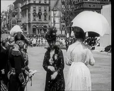 Queen Alexandra Shaking Hands With Male Officers Next to Queen Mary, 1921. Creator: British Pathe Ltd