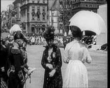 Queen Alexandra Shaking Hands With Male Officers Next to Queen Mary, 1921. Creator: British Pathe Ltd