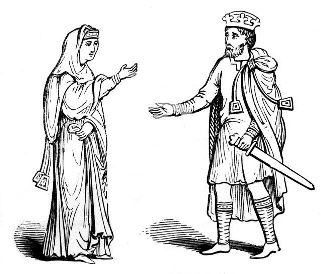 Queen Alfgyfe and King Canute, 11th century, (1910). Artist: Unknown
