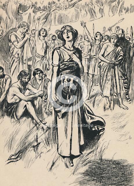 'Queen Boadicea and her Soldiers', c1907. Artist: Unknown.