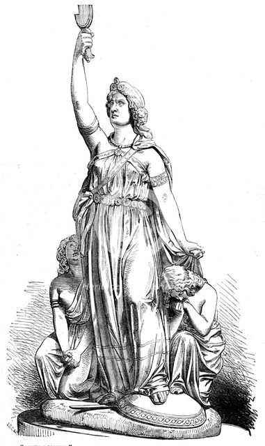 "Queen Boadicea" - J. Thomas, sculptor - from the Exhibition of the Royal Academy, 1856.  Creator: J. R. C..
