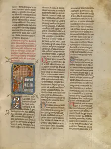 Queen Geneviève Speaking to a Demoiselle from Cornwall, about 1320-1340. Creator: Unknown