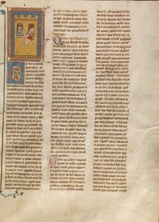 Queen Gloriande Throwing Herself from a Window, about 1320-1340. Creator: Unknown