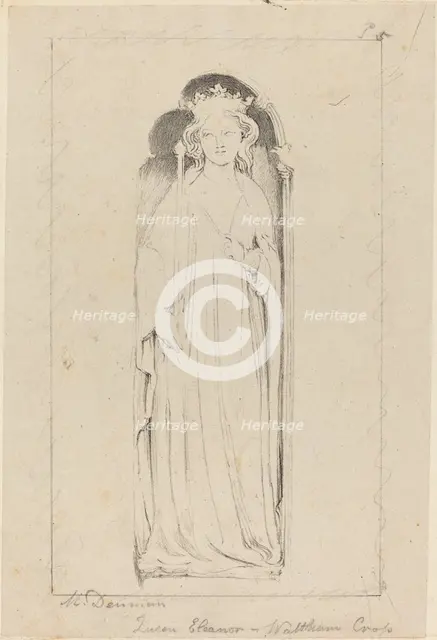 Queen Eleanor, from Waltham Cross, published 1829. Creator: Maria Denman.