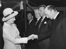 Queen Elizabeth meets John Profumo at Attlee House, London, 18th November 1971