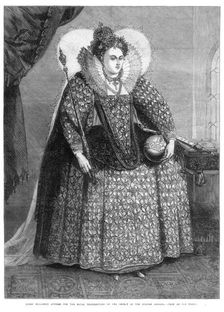 Queen Elizabeth attired for the royal thanksgiving on the defeat of the Spanish Armada (1872)