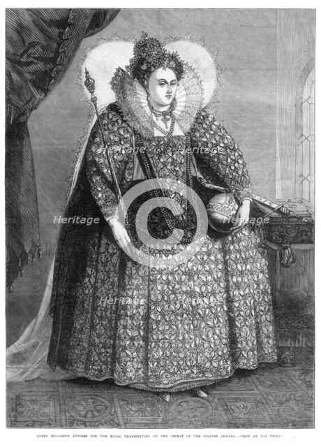 'Queen Elizabeth attired for the royal thanksgiving on the defeat of the Spanish Armada', (1872). Artist: Unknown