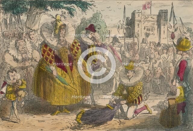 Queen Elizabeth and Sir Walter Raleigh, 1850. Artist: John Leech