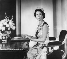 Queen Elizabeth (b1926) in the White Drawing Room, Buckingham Palace, London, 1967