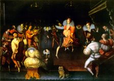 Queen Elizabeth Dancing with the Earl of Leicester 1581, (1942). Creator: Unknown