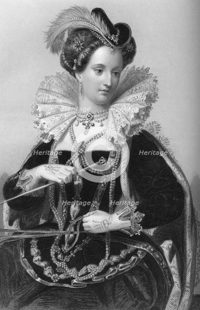 Queen Elizabeth I (1533-1603) at Tilbury Fort, 1851.Artist: William Holl