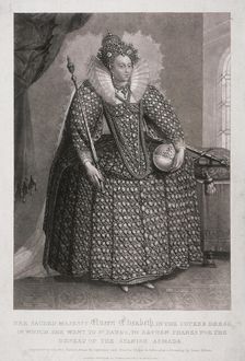 Queen Elizabeth I holding sceptre and orb, 1868. Artist: Charles Turner