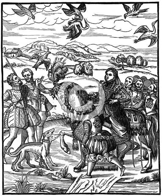 Queen Elizabeth I hawking, 1575, (1910). Artist: Unknown