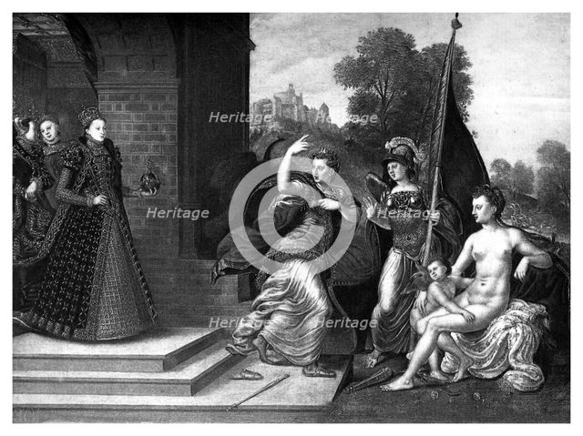 Queen Elizabeth I, Juno, Venus and Minerva, 1569, (1896).Artist: Boussod, Valadon & Co