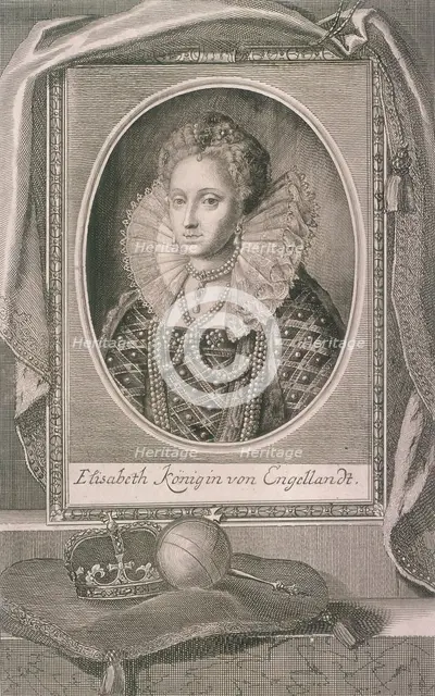 Queen Elizabeth I with crown and orb on a cushion, c1800. Artist: Anon