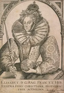 Queen Elizabeth I with sceptre and orb, c1650. Artist: Anon