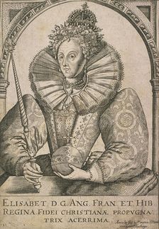 Queen Elizabeth I with sceptre and orb, c1650. Artist: Anon