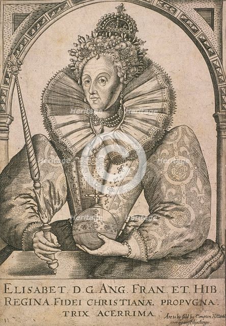 Queen Elizabeth I with sceptre and orb, c1650. Artist: Anon