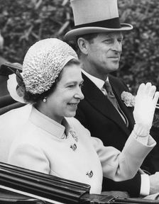 Queen Elizabeth II and the Duke of Edinburgh at Royal Ascot, 1973. Creator: Unknown