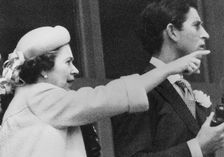 Queen Elizabeth II and Prince Charles in the Royal Box at Epsom, 1979. Creator: Unknown